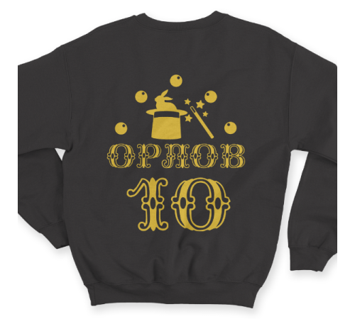 Именной свитшот с цирковым шрифтом и атрибутами фокусника #78