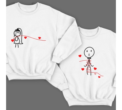 Парные свитшоты для молодожёнов со смешными человечками