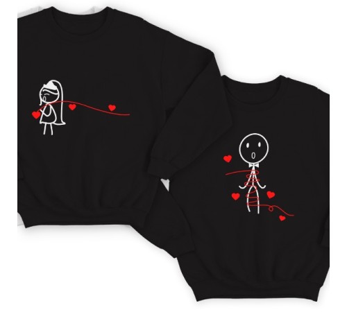 Парные свитшоты для молодожёнов со смешными человечками