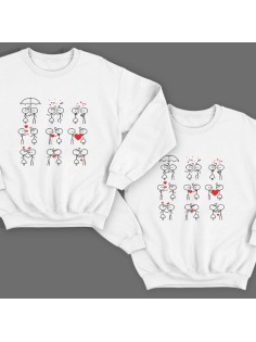 Парные свитшоты для влюбленных со смешными рисунками влюбленных