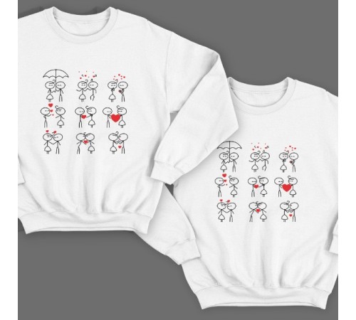 Парные свитшоты для влюбленных со смешными рисунками влюбленных