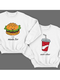 Парные свитшоты для влюбленных "made for" и "each other"