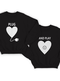Парные свитшоты для влюбленных "Plug" и "And play"