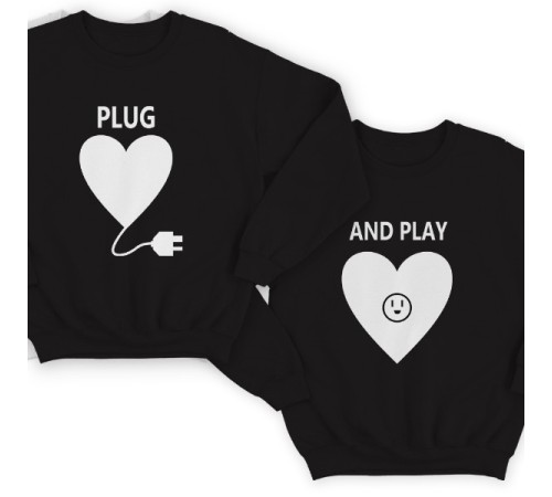 Парные свитшоты для влюбленных "Plug" и "And play"