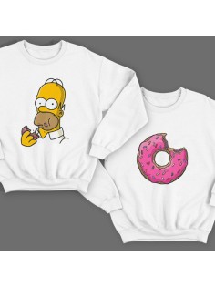 Парные свитшоты для влюбленных Гомер Симпсон и пончик