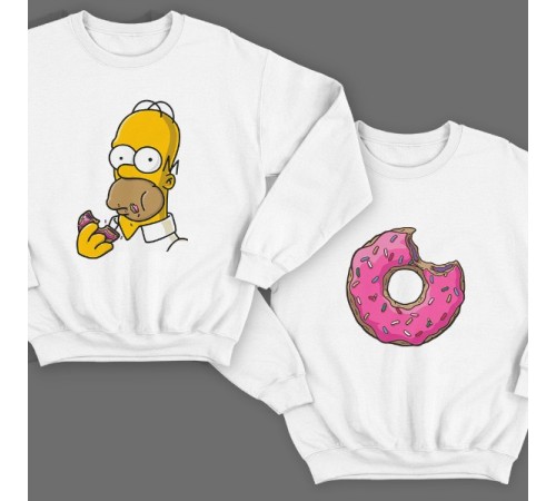 Парные свитшоты для влюбленных Гомер Симпсон и пончик