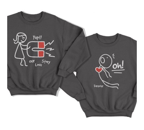Парные свитшоты для влюбленных "Our love story" ("История нашей любви")