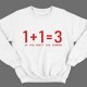 Прикольный свитшот с надписью "1+1=3 if you don't use condom" ("1+1=3 если не используешь презерватив")