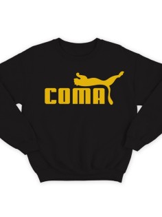 Прикольный свитшот с надписью "COMA" ("Кома")