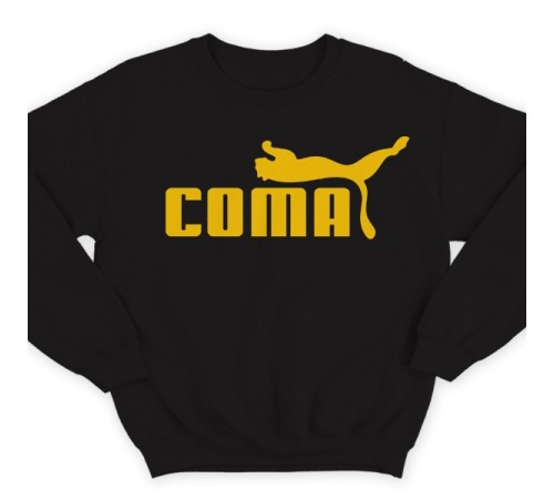 Прикольный свитшот с надписью "COMA" ("Кома")