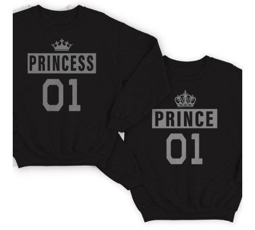 Парные свитшоты для влюбленных "Prince" + "Princess"