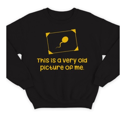 Прикольный свитшот с надписью "This is a very old picture of me" ("Это самая старая фотография меня")