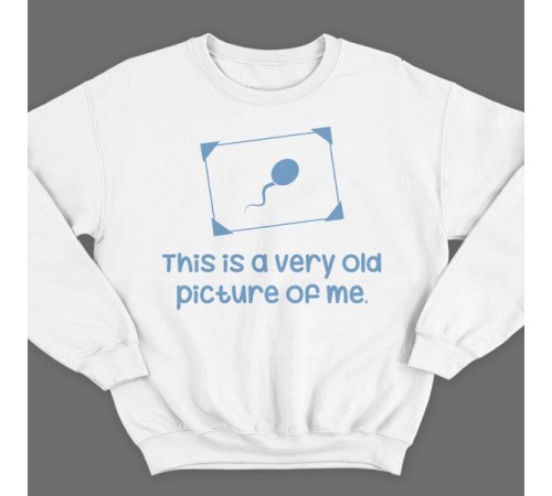 Прикольный свитшот с надписью "This is a very old picture of me" ("Это самая старая фотография меня")
