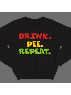 Прикольный свитшот с надписью  "Drink. Pee. Repeat"