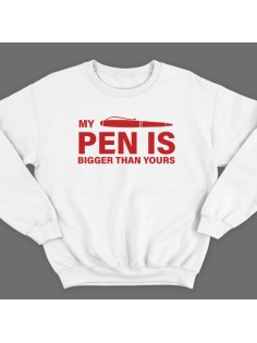 Прикольный свитшот с надписью "My pen is bigger than yours" ("Моя ручка больше твоей")