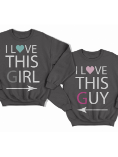 Парные свитшоты для влюбленных "I LOVE THIS GIRL/GUY" ("Я люблю эту\этого девчонку\парня")
