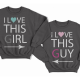 Парные свитшоты для влюбленных "I LOVE THIS GIRL/GUY" ("Я люблю эту\этого девчонку\парня")