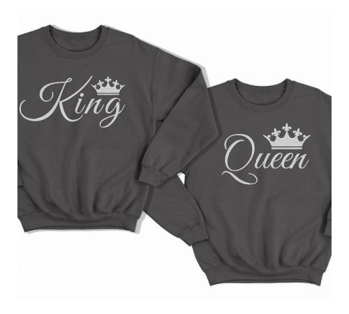 Парные свитшоты для влюбленных "King" (Король) и  "Queen" (Королева)