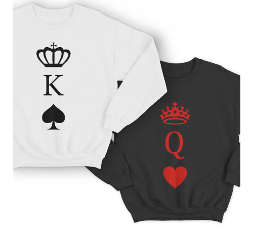 Парные свитшоты для молодоженов "Король пики и Королева черви"