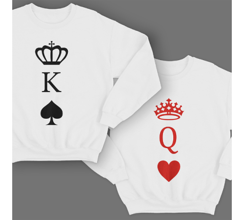 Парные свитшоты для молодоженов "Король пики и Королева черви"