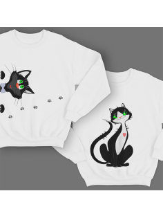 Парные свитшоты для молодоженов "Смешные котики"