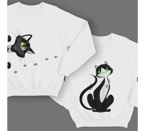 Парные свитшоты для молодоженов "Смешные котики"