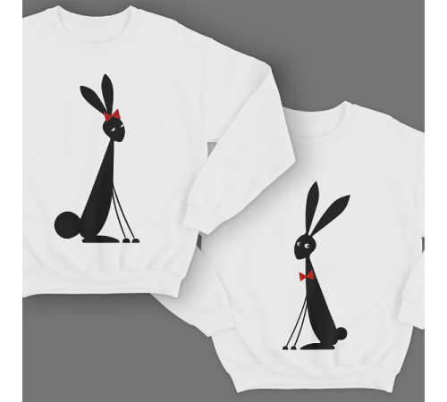 Парные свитшоты для молодоженов "Милые кролики"