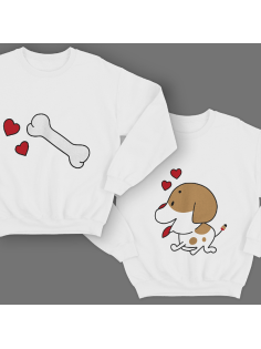 Парные свитшоты для молодоженов "Собачка и любимая косточка"