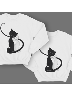 Парные свитшоты для молодоженов "Обнимающиеся котики"