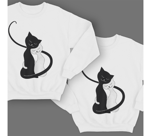 Парные свитшоты для молодоженов "Обнимающиеся котики"