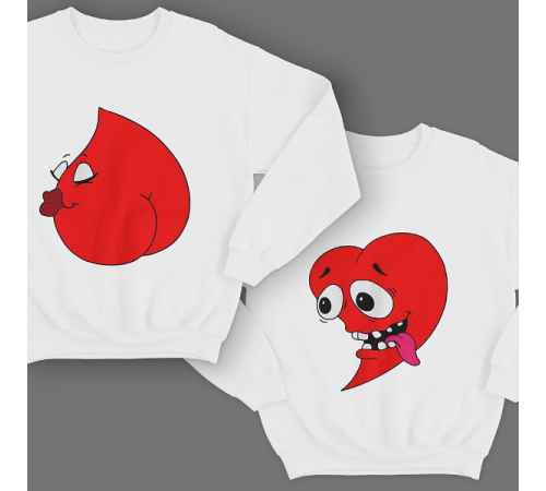 Парные свитшоты для молодоженов "Похотливые сердечками"