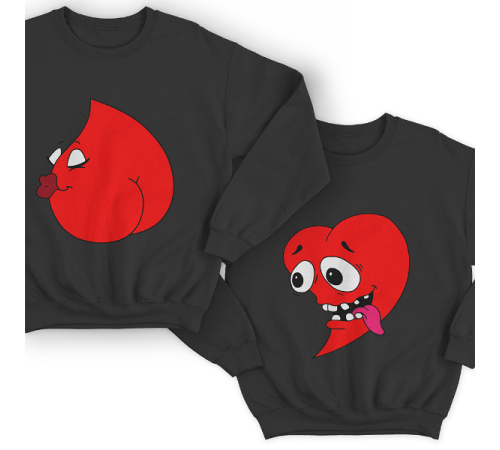 Парные свитшоты для молодоженов "Похотливые сердечками"