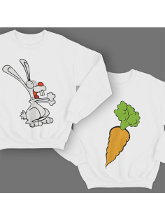 Парные свитшоты для молодоженов "Кролик и морковка"