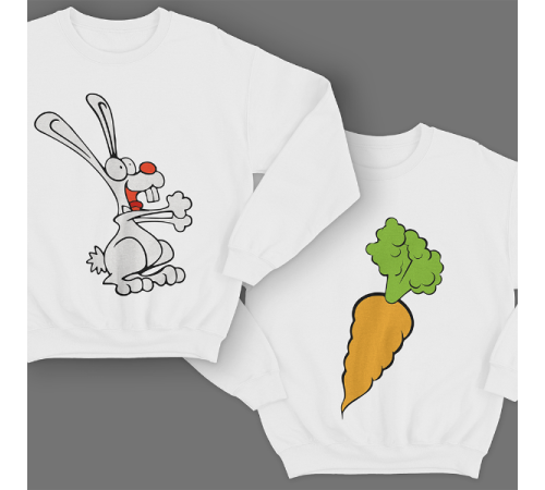 Парные свитшоты для молодоженов "Кролик и морковка"