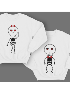 Парные свитшоты для молодоженов "Влюбленные скелетики"