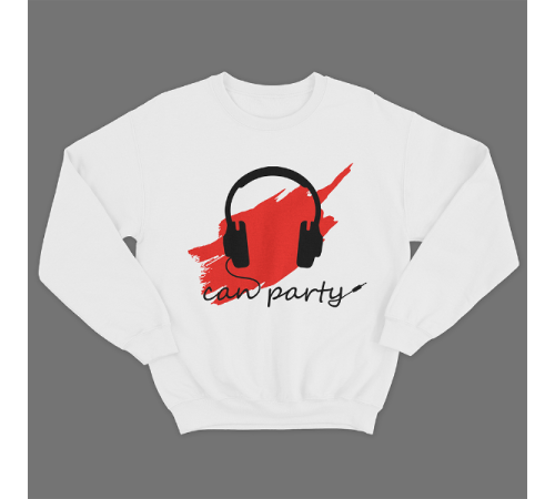 Прикольный свитшот с надписью "Can party"