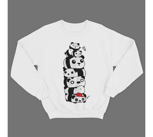 Прикольный свитшот с принтом "Большая куча из панд"