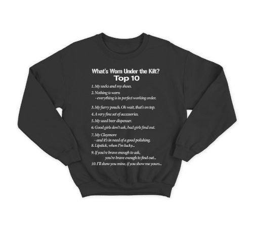 Прикольный свитшот с принтом "What's Worn under the Kilt?"