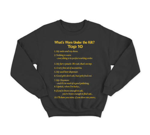 Прикольный свитшот с принтом "What's Worn under the Kilt?"