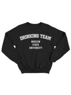 Прикольный свитшот с надписью "Moscow State University DRINKING TEAM"