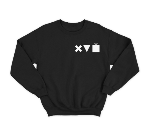 Прикольный свитшот с маленьким принтом "Икс Треугольник Куб"