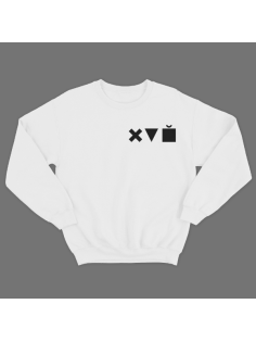 Прикольный свитшот с маленьким принтом "Икс Треугольник Куб"