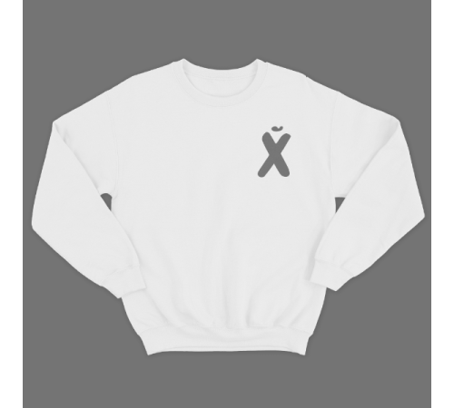 Прикольный свитшот с маленьким принтом "буква Х*Й"