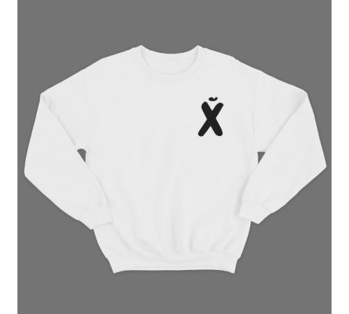 Прикольный свитшот с маленьким принтом "буква Х*Й"