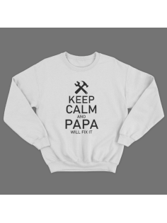 Cвитшот в подарок для папы с принтом "Keep calm and papa will fix it"