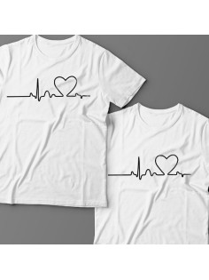 Парные футболки для влюбленных с изображением сердца на линии пульса