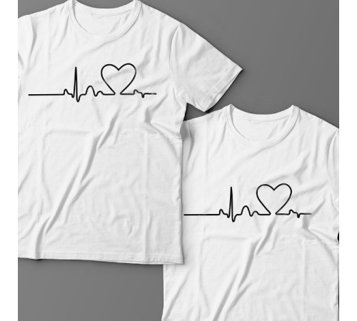 Парные футболки для влюбленных с изображением сердца на линии пульса
