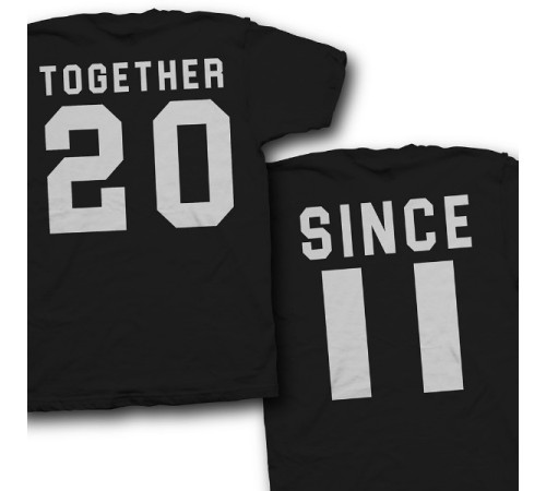 Парные футболки для двоих влюбленных "Together Since (Вместе с...)"