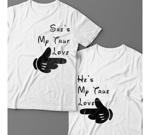 Парные футболки для влюбленных "She's/He's my true love (Она/Он моя настоящая любовь)"