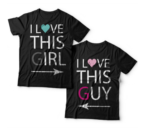 Парные футболки для влюбленных "I LOVE THIS GIRL/GUY" ("Я люблю эту\этого девчонку\парня")